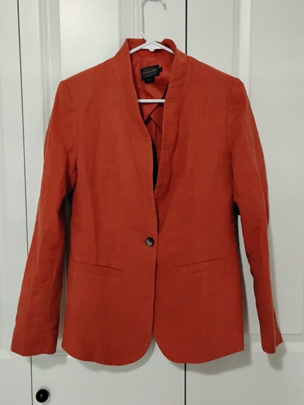 Pendleton Women's Rust Orange Single-Vented Single-Button Linen Blazer Size 6